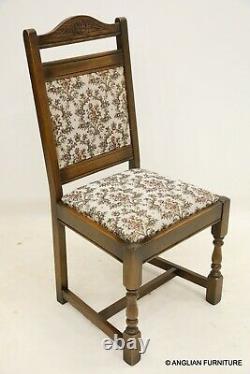 8 Old Charm Furniture Dining Chairs Tapestry Fabric Light Oak FREE UK Delivery