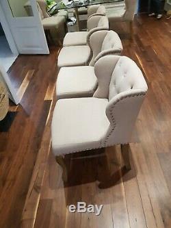 8 RIVIERA MAISON Upholstered WING BACK DINING CHAIRS