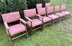 8 Vintage Oak Dining Room Chairs (2 Carvers) Upholstered Heavy Set & Wide