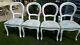 8 Balloon Back White, Upholstered Shabby Chic Chairs, Laura Ashley Seats Gc