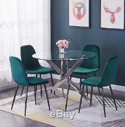 AINPECCA Set of 4 Velvet Dining Chairs Fabric Upholstered seat with Metal Legs 4