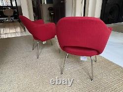 A Pair Of Beautiful Red Open Back Upholstered Dining Chairs Silver 4 AVAILABLE