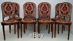 A Rare Set of 8 French Louis XVI Upholstered Dining Chairs Reupholstery Option