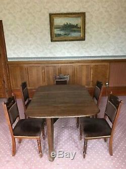 A Set Of 5 x Victorian Edwardian Solid Carved Mahogany Upholstered Dining Chairs