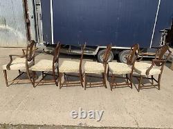 A Set of 6 Six Georgian Style Shield Back Dining Chairs Mahogany Carvers Singles