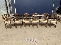 A Set of 6 Six Georgian Style Shield Back Dining Chairs Mahogany Carvers Singles
