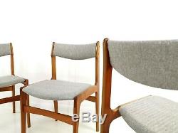 A Set of Four Newly Upholstered Erik Buch Grey Herringbone Teak Dining Chairs