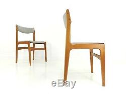 A Set of Four Newly Upholstered Erik Buch Grey Herringbone Teak Dining Chairs