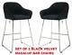 A Pair Of Black Velvet High Bar Chairs Stool Kitchen/dining/breakfast Chairs
