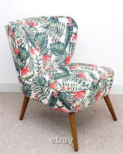 Accent Chair Occasional Seat Upholstered Tropical Print Fabric Bedroom Living