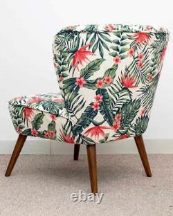 Accent Chair Occasional Seat Upholstered Tropical Print Fabric Bedroom Living