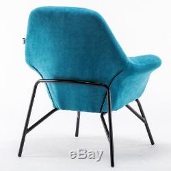 Accent Club Chair Plush Upholstered Metal Base Frame Armchair Dining Chairs Seat