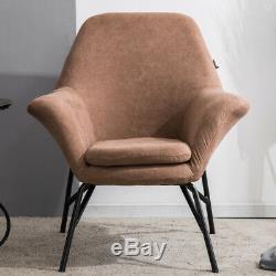 Accent Club Chair Plush Upholstered Metal Base Frame Armchair Dining Chairs Seat