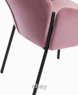 Accent Dining Chair with Steel Legs Mid-Century Upholstered LeChamp Modern x 2