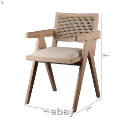 Adagio Dining Chair Pierre Jeanneret Style Upholstered Seat Whitewash Base