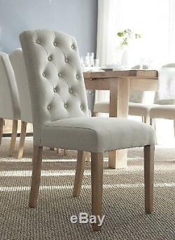 Alverston Button Back Fabric Dining Chairs-Upholstered-In Stock-Beige/Grey