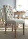 Alverston Button Back Fabric Dining Chairs-upholstered-in Stock-beige/grey