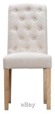 Alverston Button Back Fabric Dining Chairs-Upholstered-In Stock-Beige/Grey