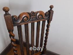 Antique 1920 s Oak Barley twist Upholstered Dining Chairs
