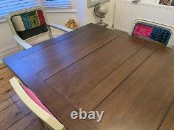 Antique Extending Oak Dining Table and 6 Upholstered Chairs