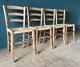 Antique Farmhouse Style Rush Seat Dining Chairs X4 Solid Beech Wood Ladder Back