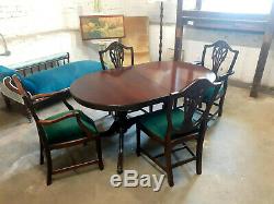 Antique Mahogany Dining Table and six upholstered chairs