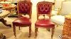 Antique Set 8 English Oak Leather Upholstered Dining Chairs