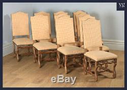 Antique Set Ten 10 French Os De Mouton Upholstered High Back Beech Dining Chairs