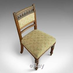 Antique Set of Four Dining Chairs, Edwardian, Mahogany, Upholstered, Circa 1910