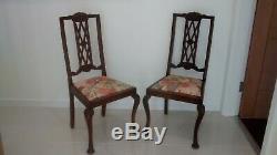 Antique Victorian Pembroke Dining Table and 2 Upholstered Dining Chairs
