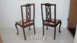 Antique Victorian Pembroke Dining Table and 2 Upholstered Dining Chairs