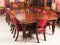Antique William IV Dining Table 14 Upholstered Back Dining Chairs 19th C