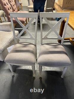 Arighi Bianchi Washed Oak & Grey Upholstered X Back Dining Chair x 2 RRP £398