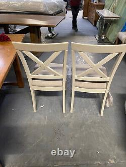 Arighi Bianchi Washed Oak & Grey Upholstered X Back Dining Chair x 2 RRP £398