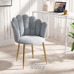 Armchair Velvet Upholstered Lotus Shape Stylish Dining Chair Bedroom Living Room