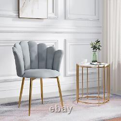 Armchair Velvet Upholstered Lotus Shape Stylish Dining Chair Bedroom Living Room