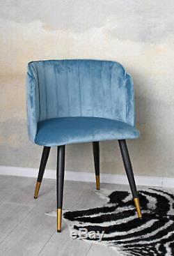 Armrest Chair Velvet Aquamarine Dining Upholstered Retro Armchair Kitchen