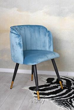 Armrest Chair Velvet Aquamarine Dining Upholstered Retro Armchair Kitchen