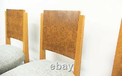 Art Deco Style Birdseye Maple Upholstered Dining Chairs