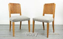 Art Deco Style Birdseye Maple Upholstered Dining Chairs