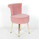 Art Deco Style Pink Velvet Upholstered & Gold Look Legs Bedroom Chair Dining