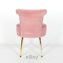 Art Deco Style Pink Velvet Upholstered & Gold look legs Bedroom Chair Dining