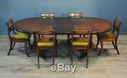 Attractive Large Bevan Funnell Mahogany Dining Table & 6 Upholstered Chairs