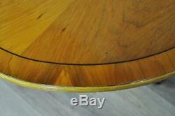 Attractive Large Yew Wood Dining Table & 6 Upholstered Chairs