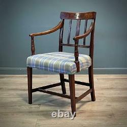 Attractive Set of Six Antique Georgian Mahogany Dining Chairs, Newly Upholstered
