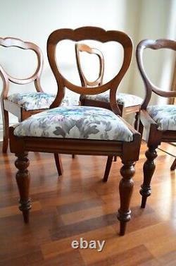 BALLOON BACK DINING CHAIRS, VICTORIAN, newly reupholstered, set of 6