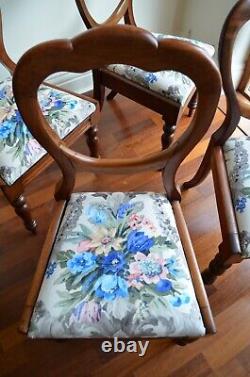 BALLOON BACK DINING CHAIRS, VICTORIAN, newly reupholstered, set of 6
