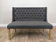 Bench 2 Seater Dining Tufted Grey Slate Button Back Pine Legs Upholstered Modern
