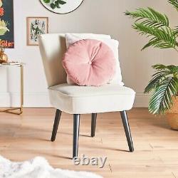 BTFY Velvet Accent Chair Cream Living Room Dining Occasional Chair Upholstered