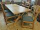 Barker & Stonehouse Solid Oak Dining Table & 6 Grey Upholstered Oak Chairs